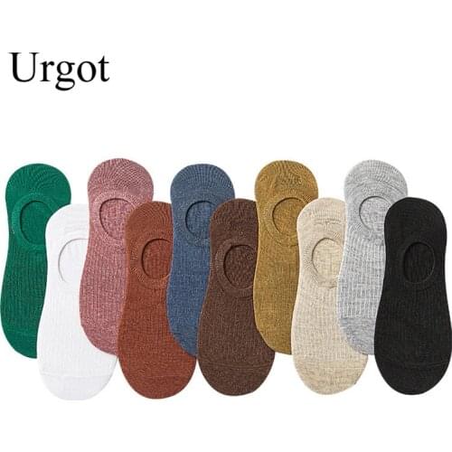 Urgot 3 Pairs/Lot Womens Cotton Invisible No show Socks non-slip Summer Silicone Short Socks Fashion Cute Thin Ankle Boat Socks