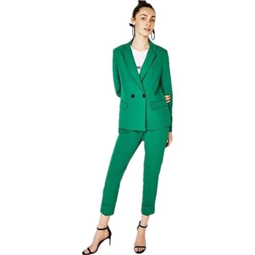 Green Women Formal Pant Suits Ladies Business Pantsuits for Weddings Ladies Trouser Suit Jacket+Pants Custom Made
