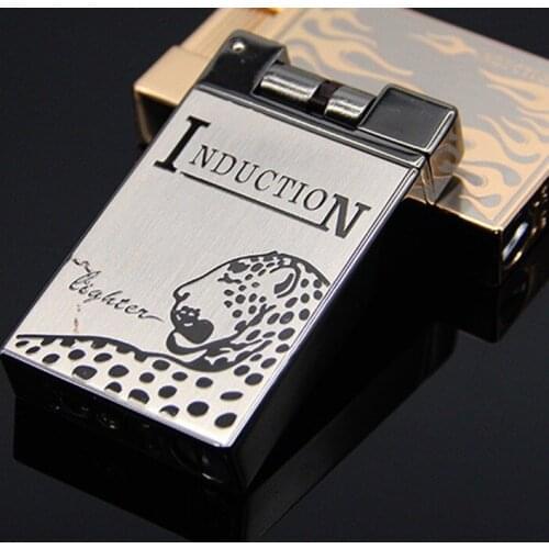 Gold Bar Red Flame Creative Forward Rolling Ignition Windproof Electronic Induction Inflatable Windproof Lighter Encendedores