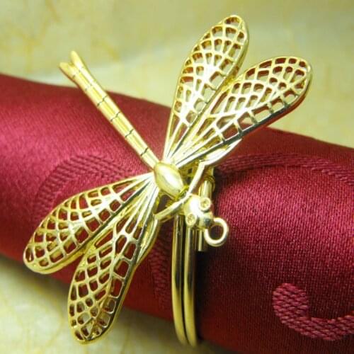 Gold metal dragonfly napkin rings,napkin holder