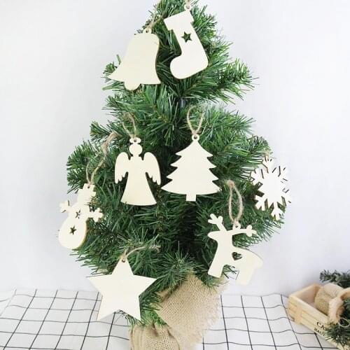 10pcs/lot Wooden Christmas Tree Hanging Ornament Pendants Christmas Decorations For Home Party New Year Navidad Natal Kids Gift
