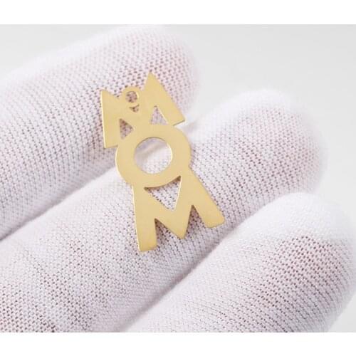 10pcs/Lot Stainless Steel Mirror Polish Mom Letter Charm Pendants For DIY Jewelry Making Necklace Earring Accessories