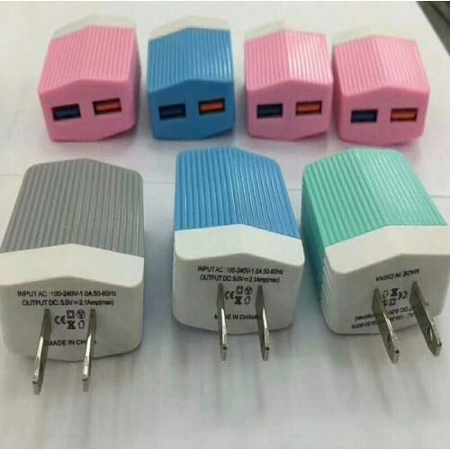 100pcs New Universal 5V 2.1A Wall Charger US plug 2 Dual USB Charger AC Power Adapter for iphone 5s 6 7 8 plus for Samsung HTC