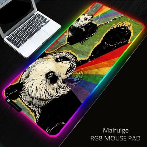 40*90cm Cool Anime Panda Glowing Large RGB Non-slip LED Gaming Mouse Pad Accessories Laptop PC XXL Keyboard Desk Mat for Office