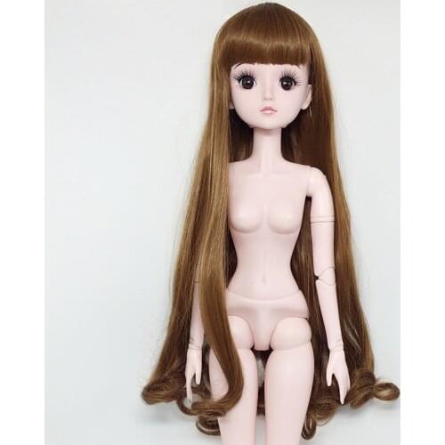 60cm Doll Wigs DIY Long Hair Bangs Curly Hair for 1/3 Doll Fashion Dress Up Makeup Accessories