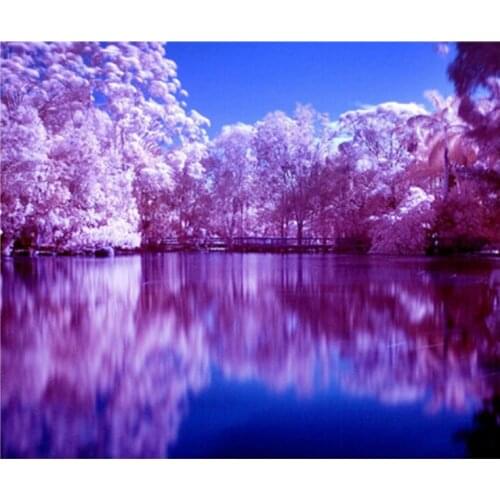 5D DIY Diamond Painting purple Scenery Diamond Embroidery landscape Cross Stitch Needlework Home Decor Round drill gift