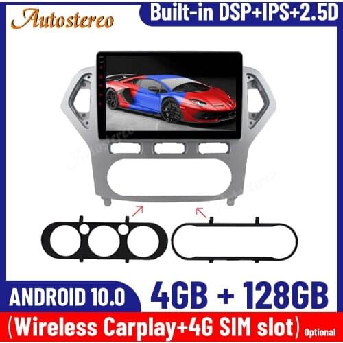 Android 10.0 4+128G For Ford Mondeo MK4 2007-2010 Car GPS Navigation Multimedia Autoradio Player Tape Recorder Head Unit Carplay