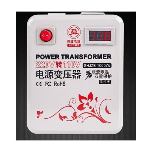 Fast Shipping SHJZB-1000VA 220v to 110v 1000W temperature control Meter Step Down Voltage Converter Transformer Converts