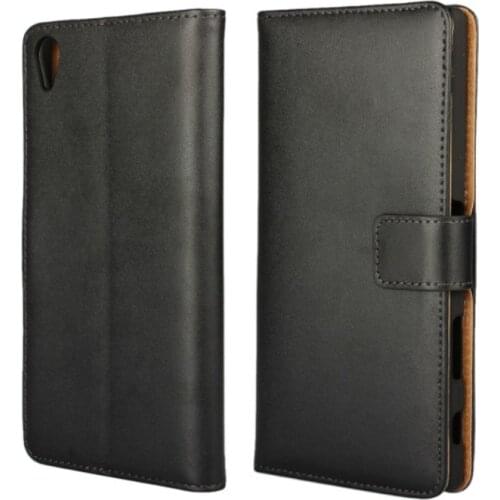 Black High Quality Genuine Leather Wallet Cover Phone Case For Sony Xperia Z5 Premium E6853 with Book Style and Card Holder