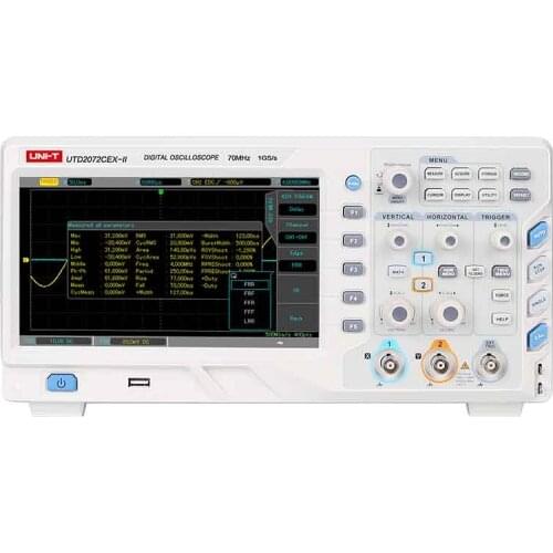 UNI-T UTD2072CEX-II/2102CEX-II Digital Oscilloscope 70/100Mhz Dual Channel 8" Color LCD Display 20000wmfs Waveform Capture Rate
