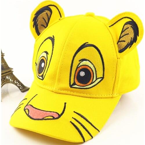 Childrens Hats Kids Hats Cartoon Simba Printing Embroidery Autumn Winter Baseball Caps Boys Girls Leisure Childrens Caps 3-8Y