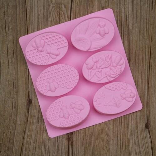 DIY Honey Bee Silicone Soap Mold Handmade Craft 3d Oval Silicone Rectangular Soap Mold 6 Shapes Soap Molds For Soap Making