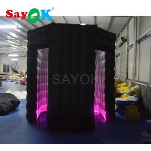 Portable Octagon Photo Booth Enclosure Led Inflatable Backdrop Photo Booth Props for Wedding, Party, Event