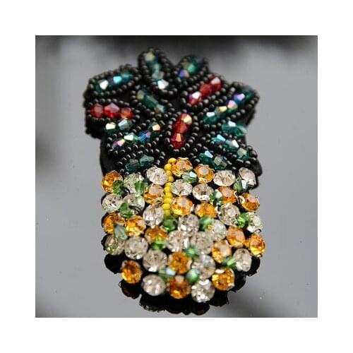 Quality pineapple Beaded rhinestone crystal sequins patches applique for clothes sewing on garment decoration patch Apparel
