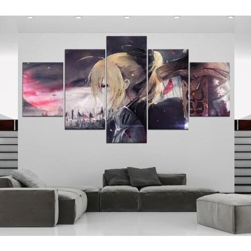 Canvas Painting 5 Pieces Fate Zero Wall Art Painting Anime Role HD Print Modern Posters Modular Pictures Living Room Home Decor