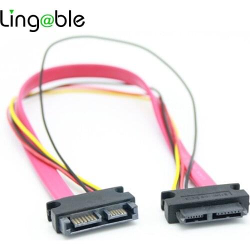 Lingable Slim SATA 7+6 13pin Male to Slimline SATA 13pin 7+6 Female Extension Cable for SATA Slim DVD+/-RW Drive 30CM