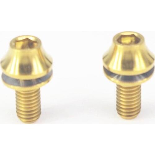 LOT 4 Golden M5 x 12mm GR5 Titanium Screw Bolts With Washer For Bicycle Kettle