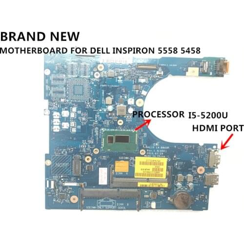 KEFU ,stock, new item, AAL10 ,LA-B843P Motherboard for Dell inspiron 5458 / 5558 mainboard , processor i5-5200u (with hdmi port)