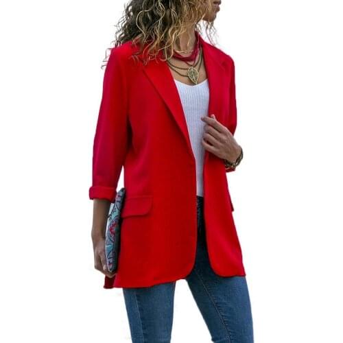 Fashion Women Solid Color Lapel Long Sleeve Casual Slim Blazer Coat Suit Jacket