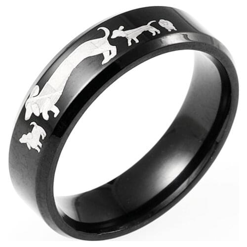 MOREDEAR 6mm Titanium Ring For Men amd Women Dachshund Dog Fmily Ring
