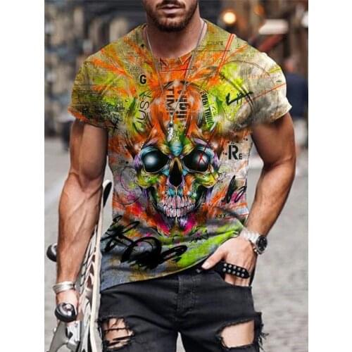 Mens t-shirt 3D graffiti printing short-sleeved top oversized summer breathable casual sports T-shirt XXS-4XL