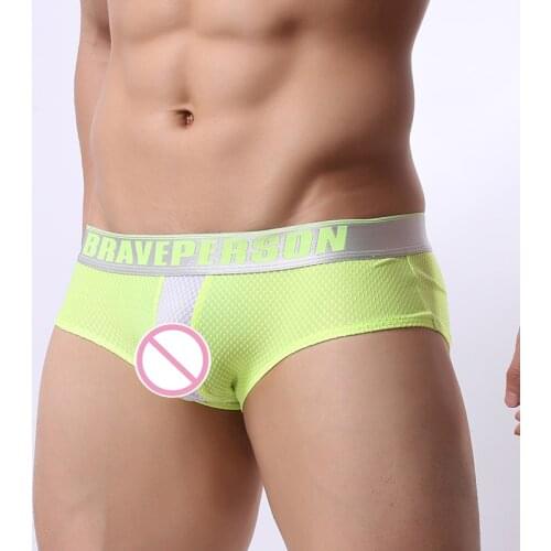 BRAVE PERSON Brand Underwear Men Soft Briefs Mesh Male Panties Slip Cueca New Design Gay Underpants Fashion Pants Breathable