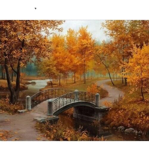 Maple Leaf Bridge Paintings By Numbers DIY Pictures Oil Coloring By Number Set Gift Drawing By Numbers Canvas Decor New Arrivals