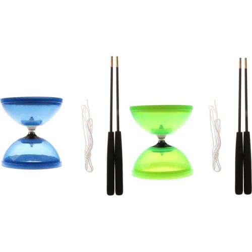 2 Set Plastic Juggling Toys 1-Bearing Diabolo With Handsticks & String Gift