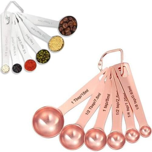 6pcs Stainless Steel Measuring Spoon Set Kitchen Utensils Cooking Baking Tools Tea Coffee Milk Powder Measure Scoop With Scale