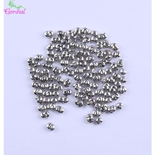 Wholesale 4mm 1000Pcs Nickel-free White K Color Smooth Round Crimp Beads Crimp Covers For DIY Kit For Charms Jewelry Making