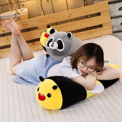 Panda Plush Cylindrical Animals Toys Long Cartoon Stuffed Legs Pillow Bear Frog Bee Pig Raccoon Sleeping Bolster Kid Adults Cute