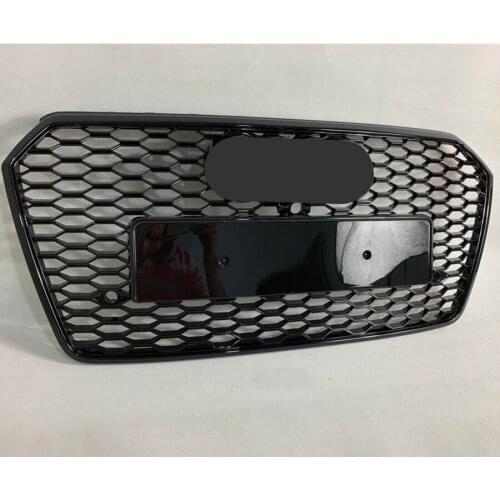 For RS7 Style Front Sport Hex Mesh Honeycomb HoodGrill Gloss Black for Audi A7/S7 2016 2017 2018 2019 CarAccessories