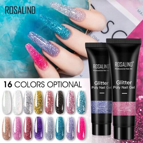 Rosalind Glitter Poly Nail Gel Extension 15ml Gel Polish All For Manicure Poly Builder Gel Semi Permanent Soak Off Nail Art