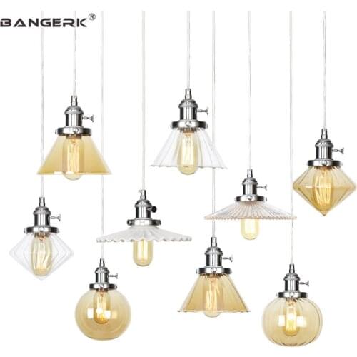 Nordic Design Adjust Pendant Light Iron Glass Switch Vintage LED Hanging Lamp Loft Decor Dining Room Home Lighting Luminaire