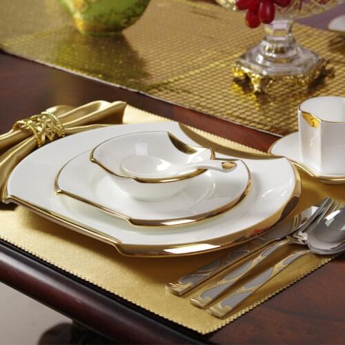 Modern Steak Plate Sets Creativity Household Metal Cutlery Plate Set Breakfast Gold Vaisselle Porcelaine Kitchen Supplies DK50PS