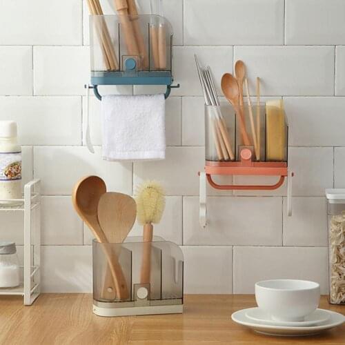 Storage Rack Eco-friendly Good Load Capacity Plastic Wall Hanging Chopstick Tube for Home