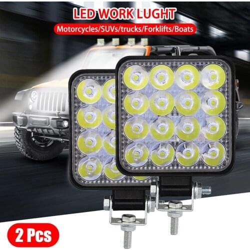 48W LED Work Light Square 12V 24V Off Road Flood Spot Lamp For Car Truck SUV Waterproof Dust-proof Work Lamp Car Accessories