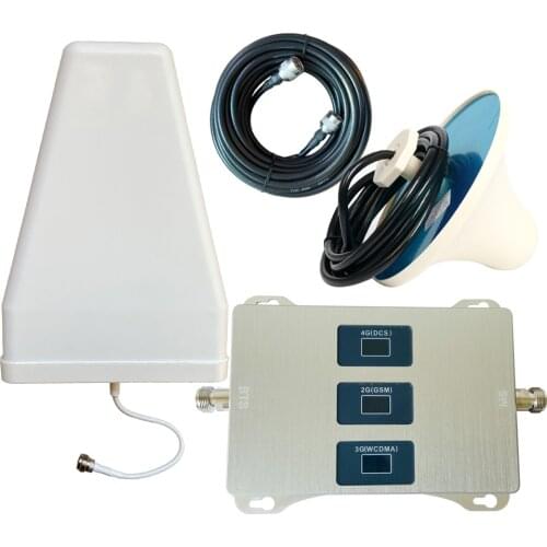 Tri Band Three LCD Display Amplifier GSM/DCS/3G signal amplifier signal booster set 110-240V wide voltage (900/1800/2100MHz)