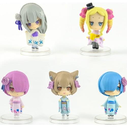 Japan capsule toys anime cute kawaii Emilia Rem Ram Beatrice Felix Argyle blind box gashapon figures desktop ornament