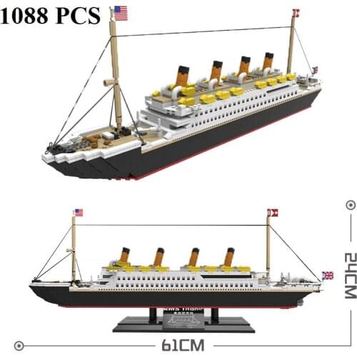 1088PCS RMS Titanic Model Cruise Ship Speed Boat Building Blocks Constructor Bricks Set DIY Collection Toys for Children Gifts