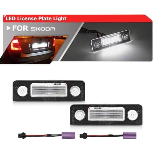 2PCs For Skoda Octavia MKII 1Z A5 Facelift Roomster 5J Octavia MKII Pre-Facelift SMD White Canbus Rear Led License Plate Lights