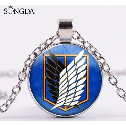 2019 Attack on Titan Wings Of Liberty Pendant Necklace Fashion Levi Rivaille Ackerman Eren Emblem Anime Figure Necklaces