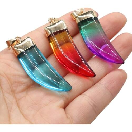 2020 New Knife Shape Pendant Rainbow Crystal Charms for Jewelry Making DIY Necklace Earring Design Carfts Accessories 15x45mm