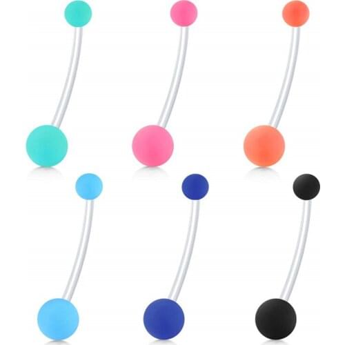 3-6pcs Mix Style Pregnancy Sport Maternity Flexible Bioplast Belly Navel Button Ring Retainer 14G 1 1/2Inch (38mm)