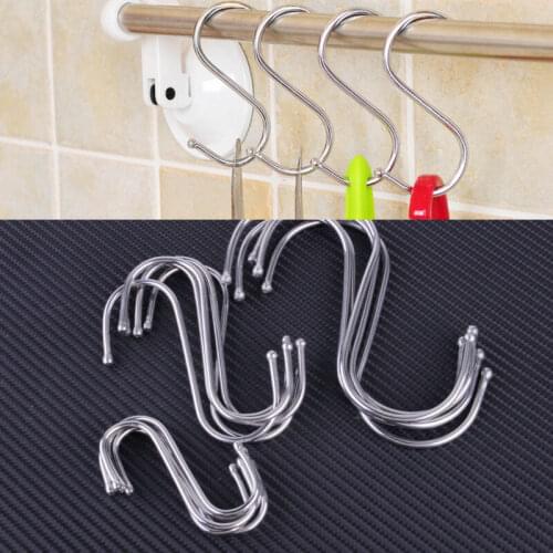 5pcs Stainless Steel S Hook Pot Hanger Heavy Duty Polished Metal Hooks