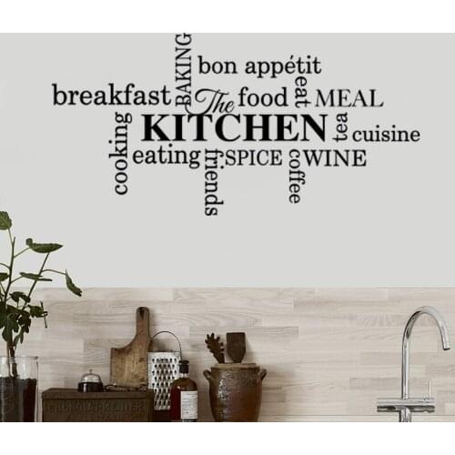 Large Kitchen Words Bon Appetit Food Cuisine Wine Spice Cooking Wall Sticker Kitchen Baking Coffee Wall Decal Restrant Vinyl K59