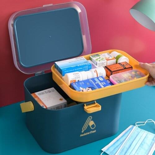Suitcase Pill Case Plastic Storage Box Lid Mask Container Safe Deposit Box Medicine Pill Organizer Things First Aid Kit For Home