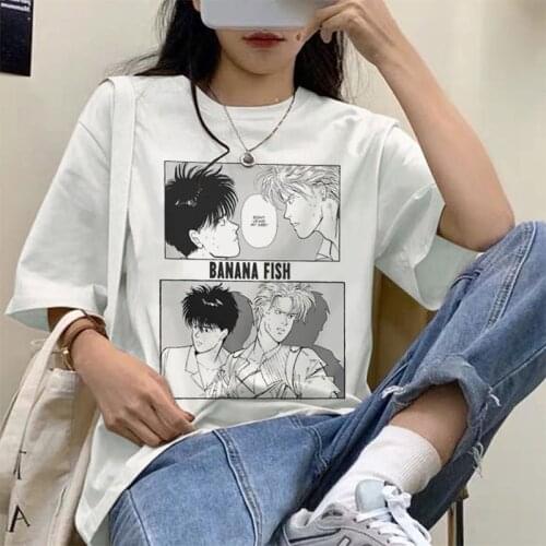 Women T-Shirt Japanese Anime Banana Fish Print Oversized T Shirt Female Cartoon Boys Love Tops Harajuku Short Sleeve Clothes