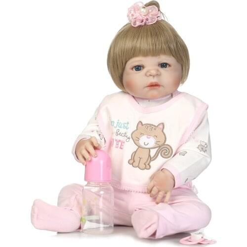 Reborn baby doll toys 22" full body silicone reborn dolls real baby new born girl princess dolls lifelike bonecas brinquedos