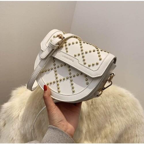 Summer Rivet Small Bag 2021 New Fashion Fashion Women Shoulder Bag Summer Texture Crossbody All-Matching Ins Saddle Bag